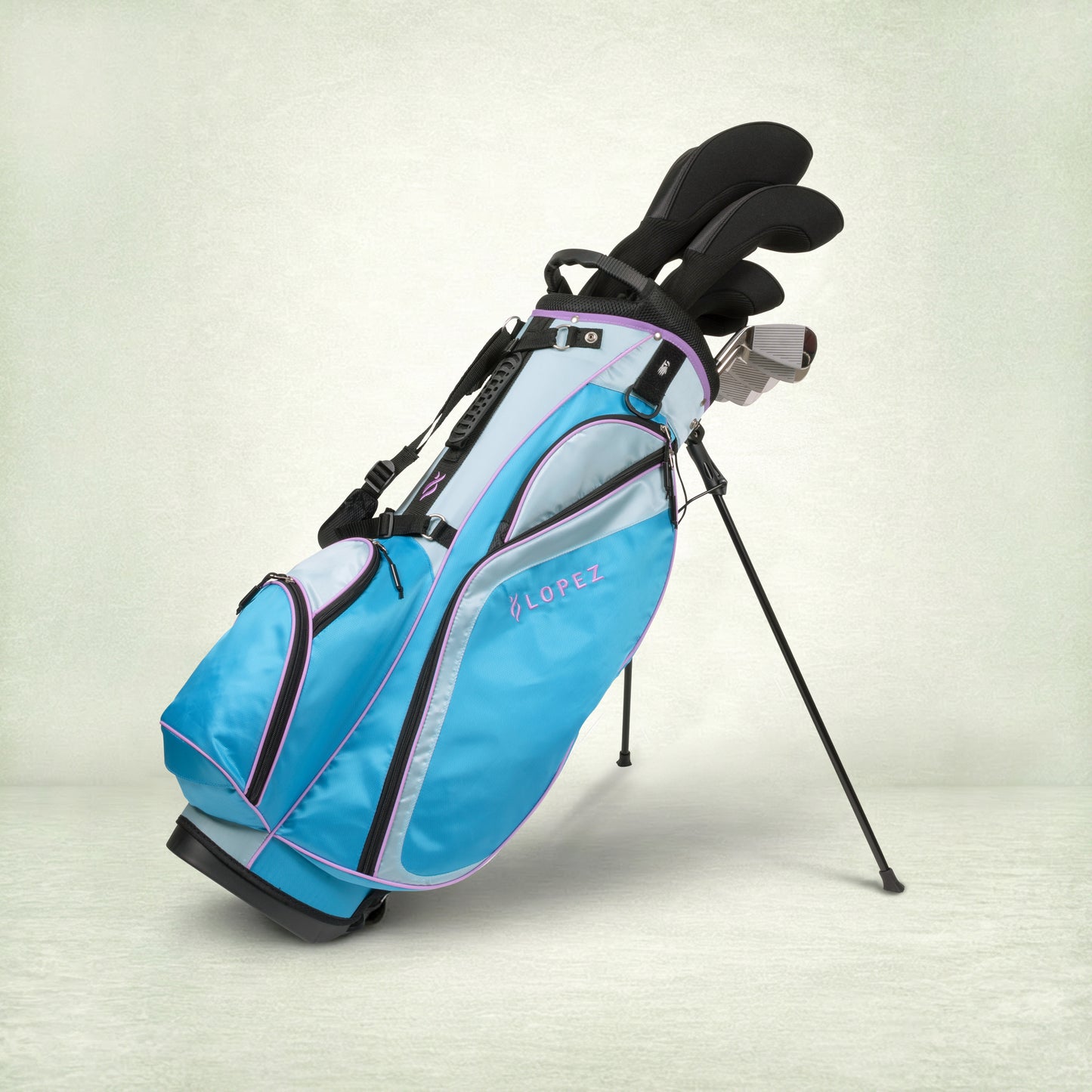 Ashley 18-Piece Stand Bag Package Set - Blue/Lilac