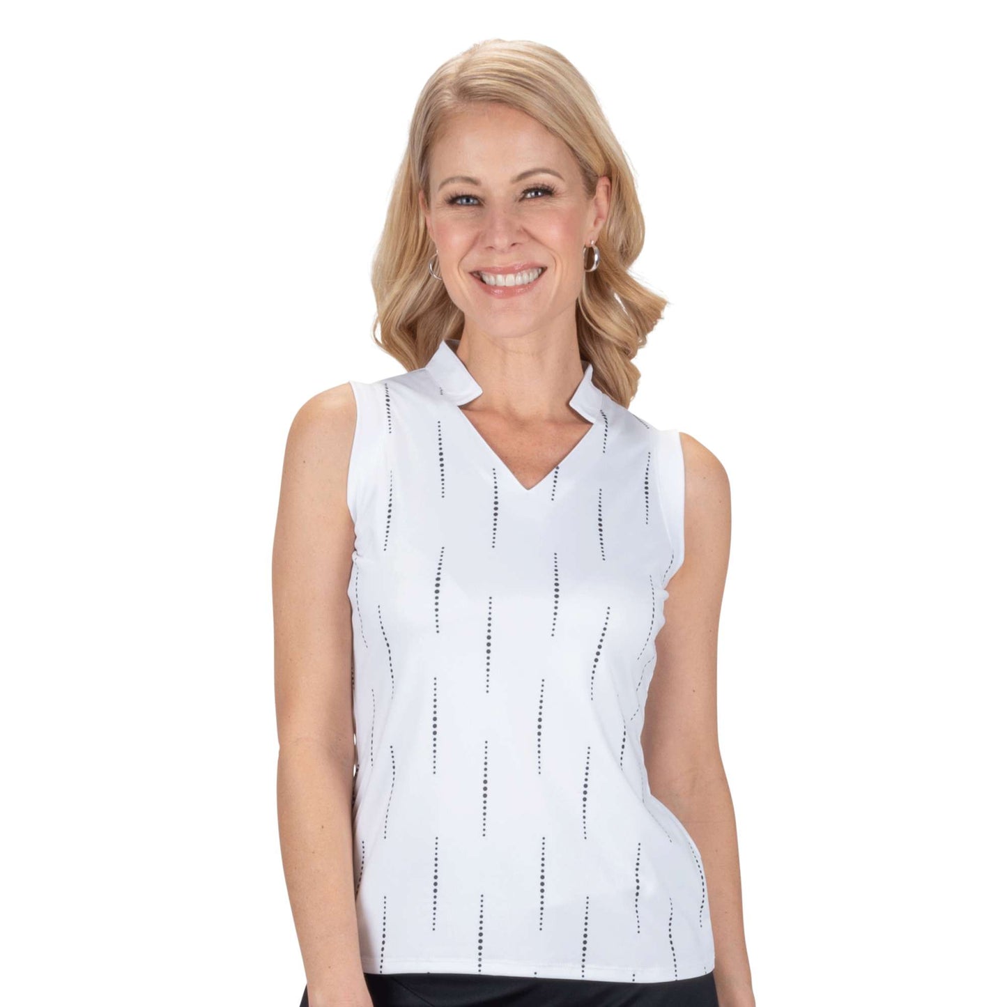 Nancy Lopez   Sonic Sleeveless Polo White Multi