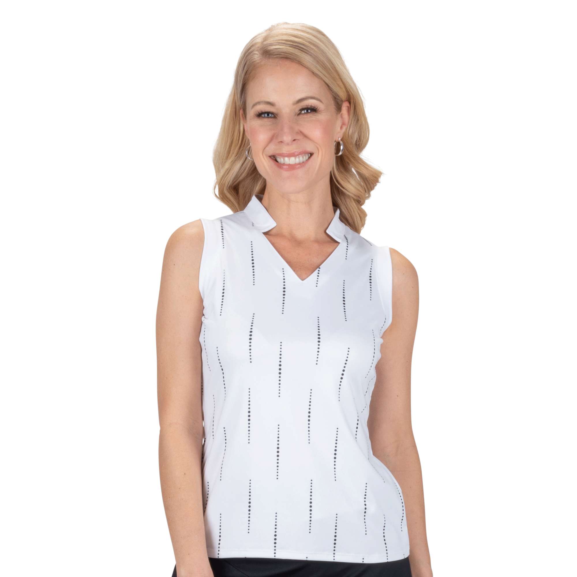 Nancy Lopez   Sonic Sleeveless Polo White Multi