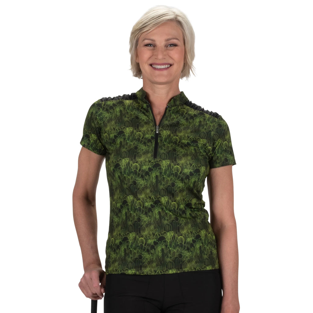 Nancy Lopez  Agava Short Sleeve Polo Black Multi