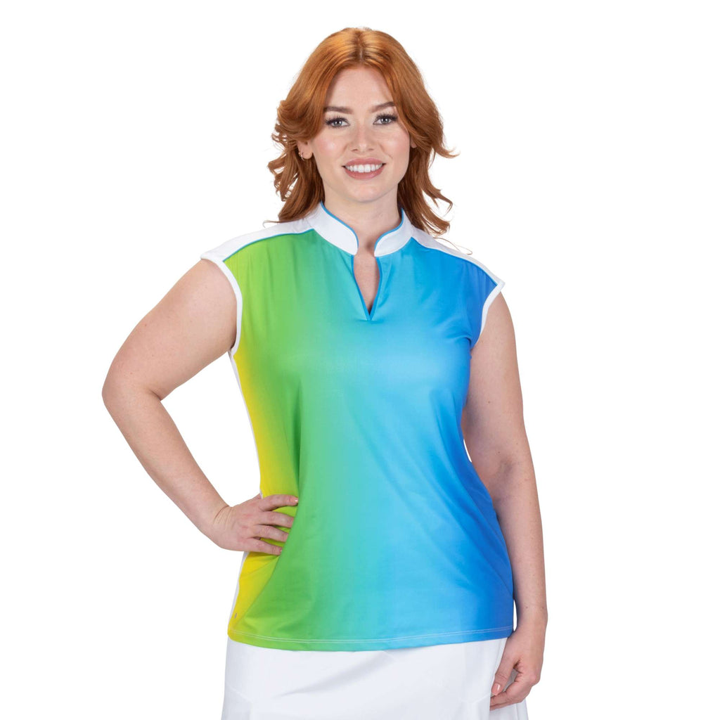 Nancy Lopez  Express Sleeveless Polo Plus White Multi