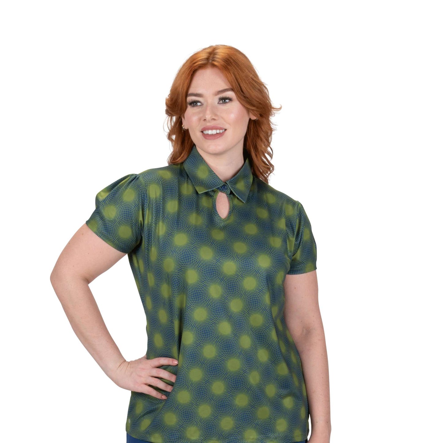 Nancy Lopez   Brilliant Short Sleeve Polo Plus Navy Multi