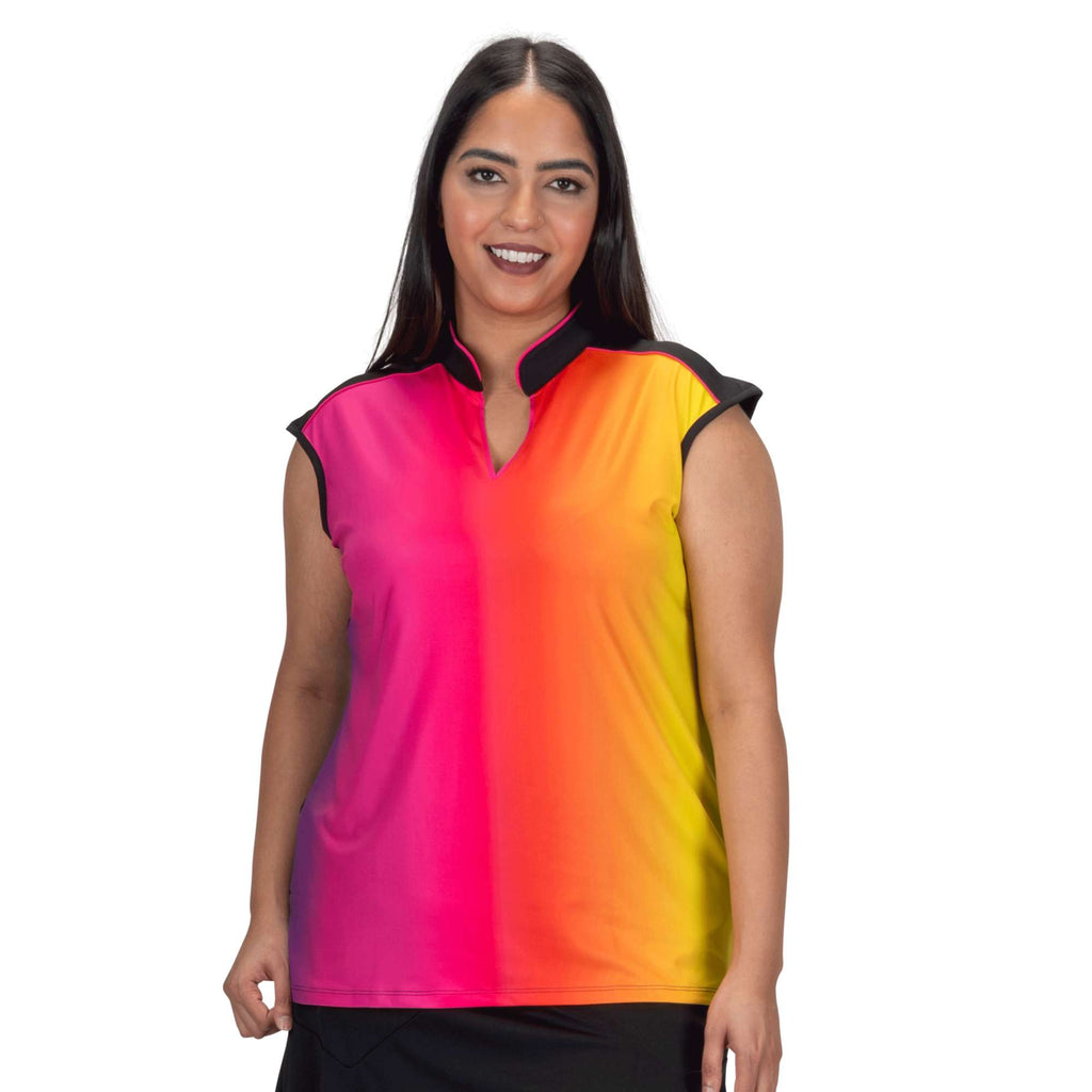 Nancy Lopez  Express Sleeveless Polo Plus Black Multi