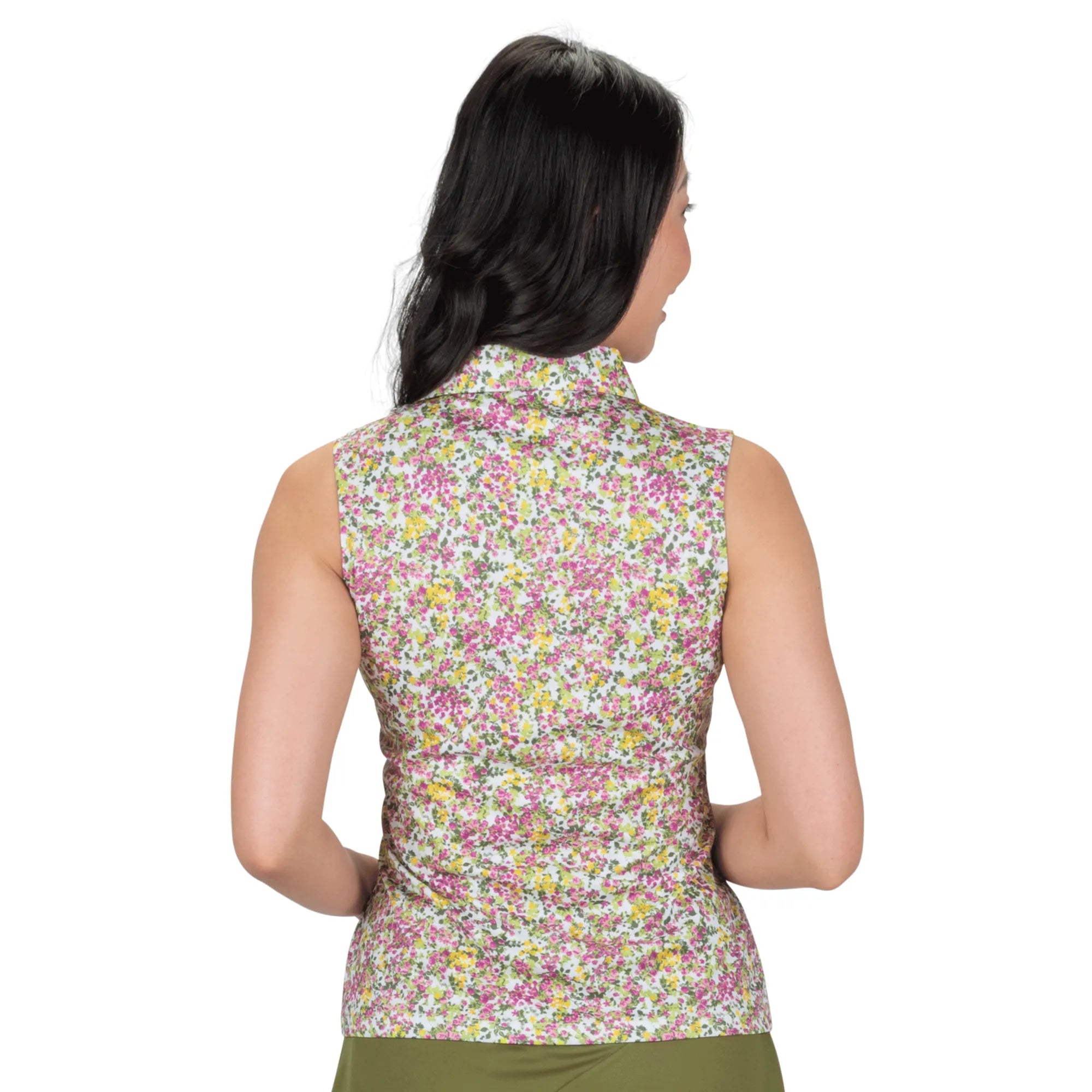 Nancy Lopez  Bloom Sleeveless Polo White Multi