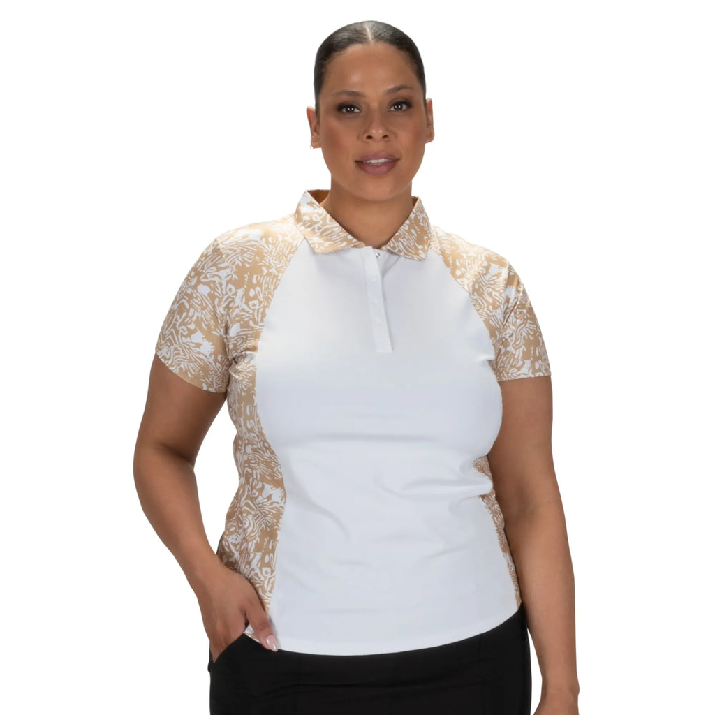 Nancy Lopez  Congo Short Sleeve Polo White Multi
