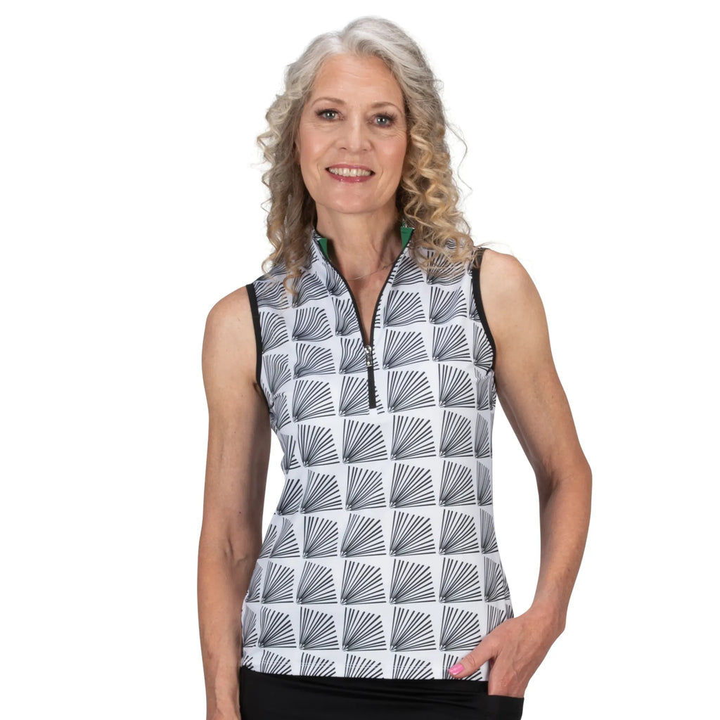 Nancy Lopez  Fanny Sleeveless Polo White Multi