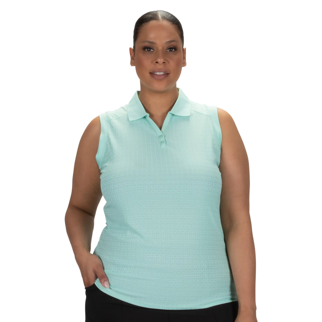 Nancy Lopez  Journey Sleeveless Polo Plus Aqua