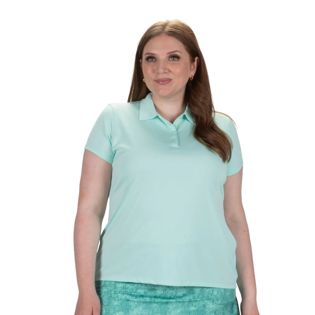 Nancy Lopez  Legacy Short Sleeve Polo Plus Aqua