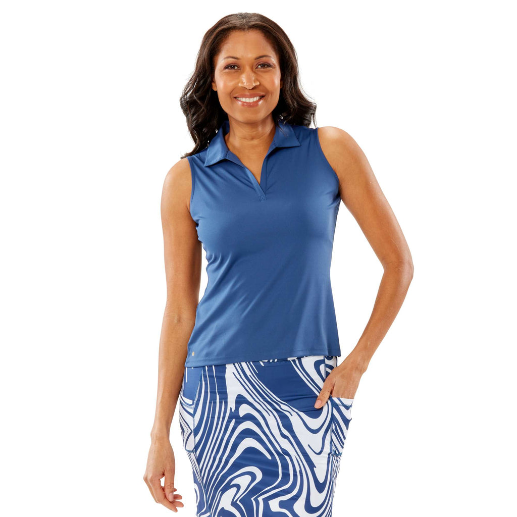 Nancy Lopez Golf Legacy Sleeveless Polo - Navy