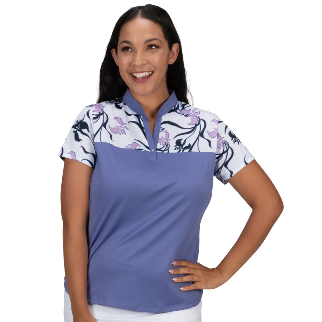 Nancy Lopez  Minx Short Sleeve Polo Plus Corsica Multi