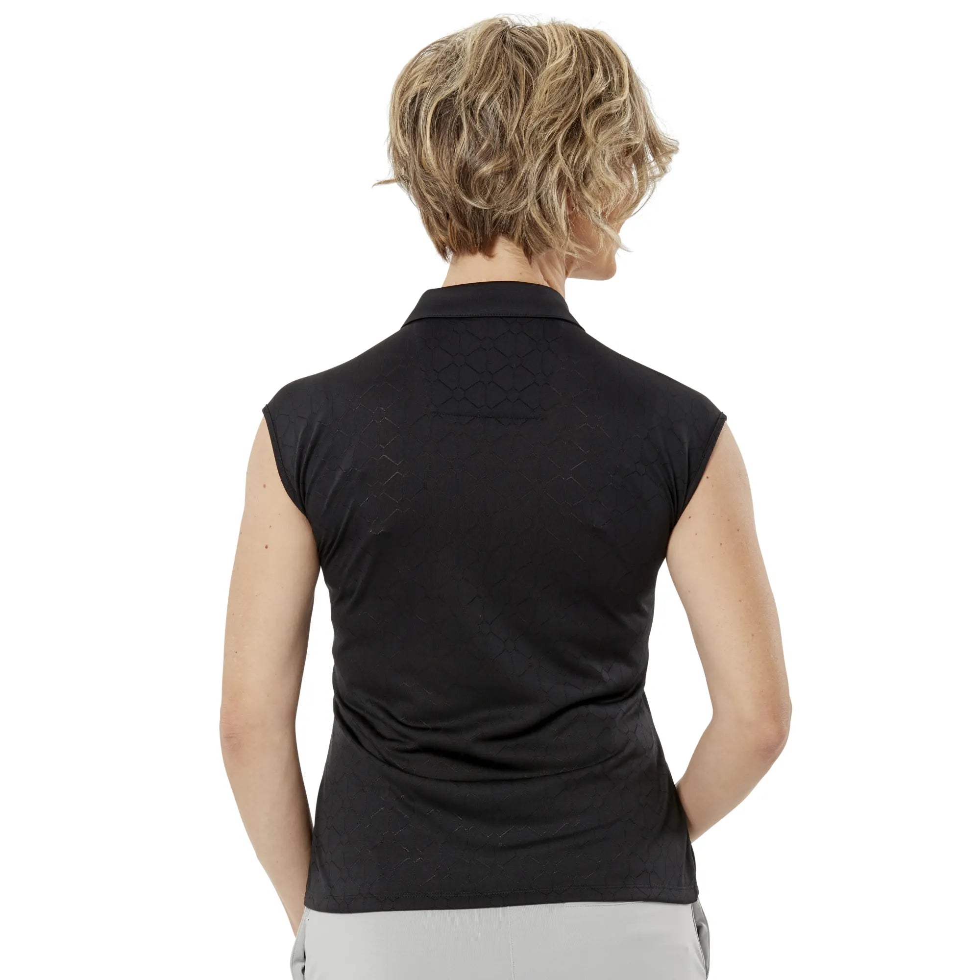 Nancy Lopez  Optic Sleeveless Polo Black