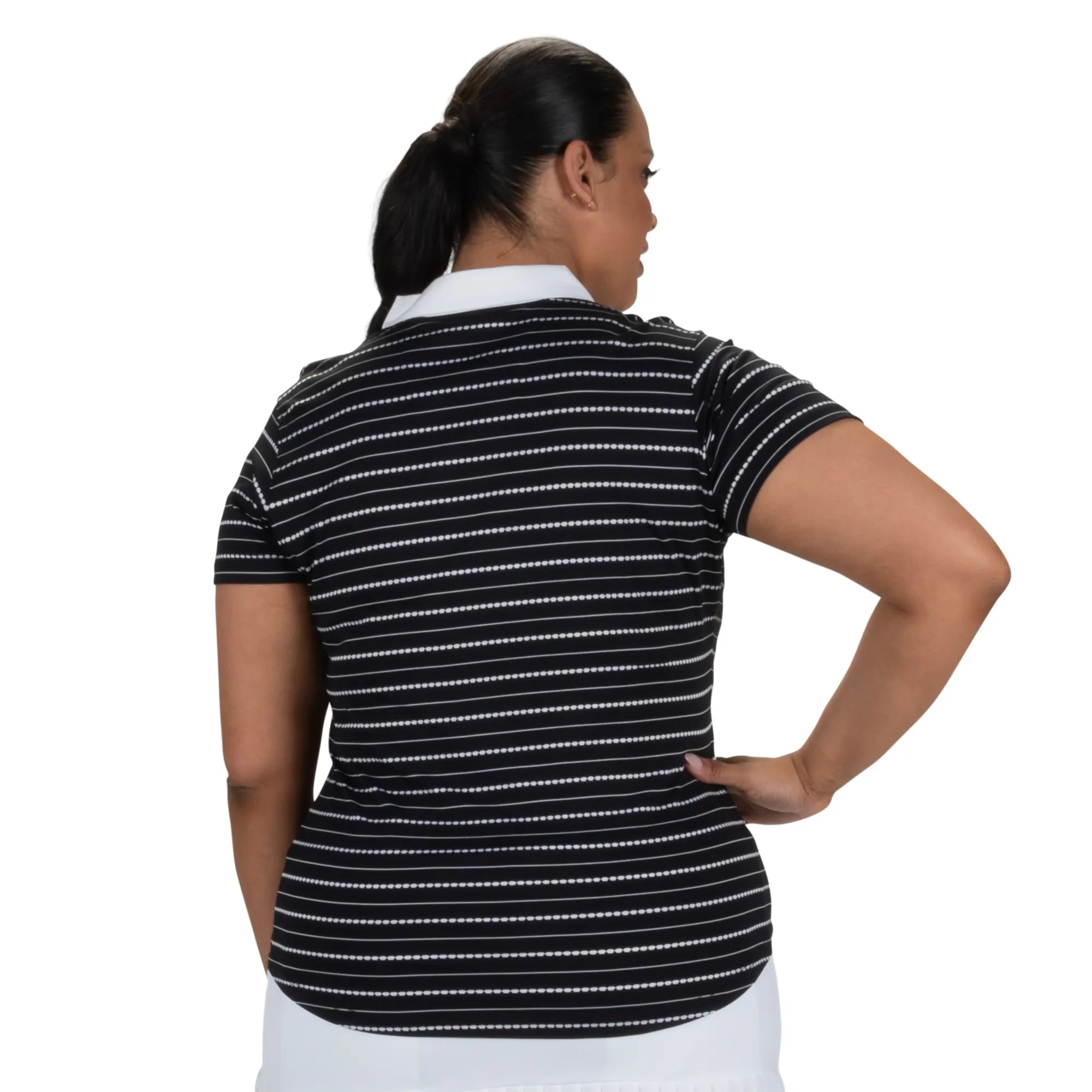 Nancy Lopez  Point Short Sleeve Polo Plus Black Multi