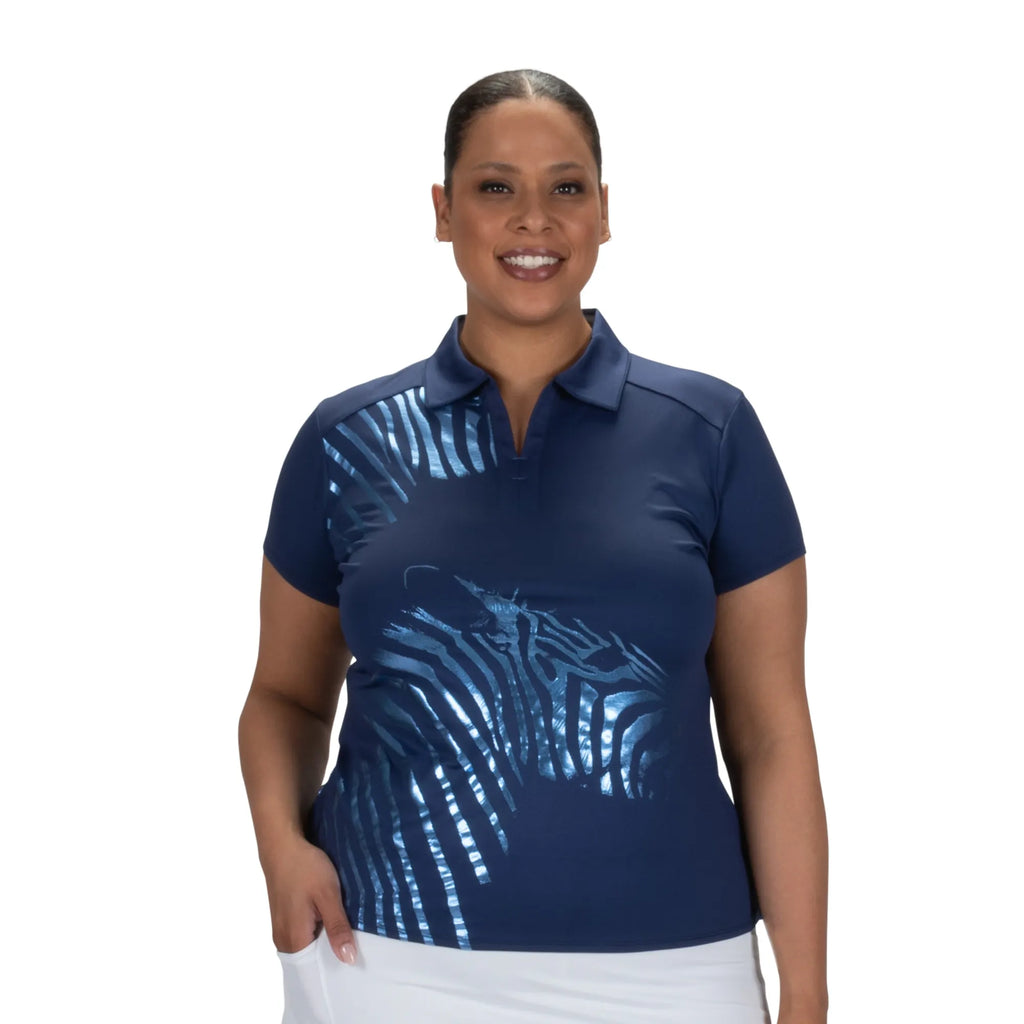 Nancy Lopez  Safari Short Sleeve Polo Navy Multi