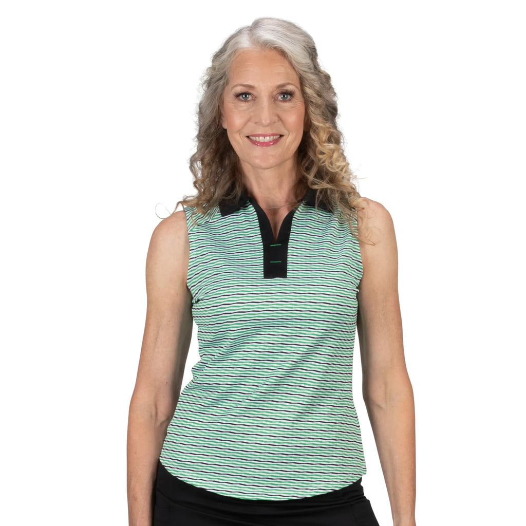 Nancy Lopez  Shift Sleeveless Polo Black Multi