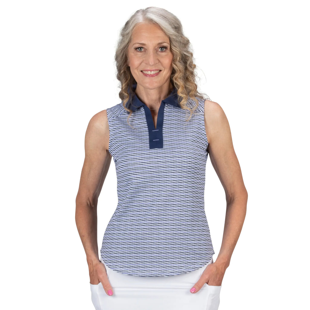 Nancy Lopez  Shift Sleeveless Polo Navy Multi