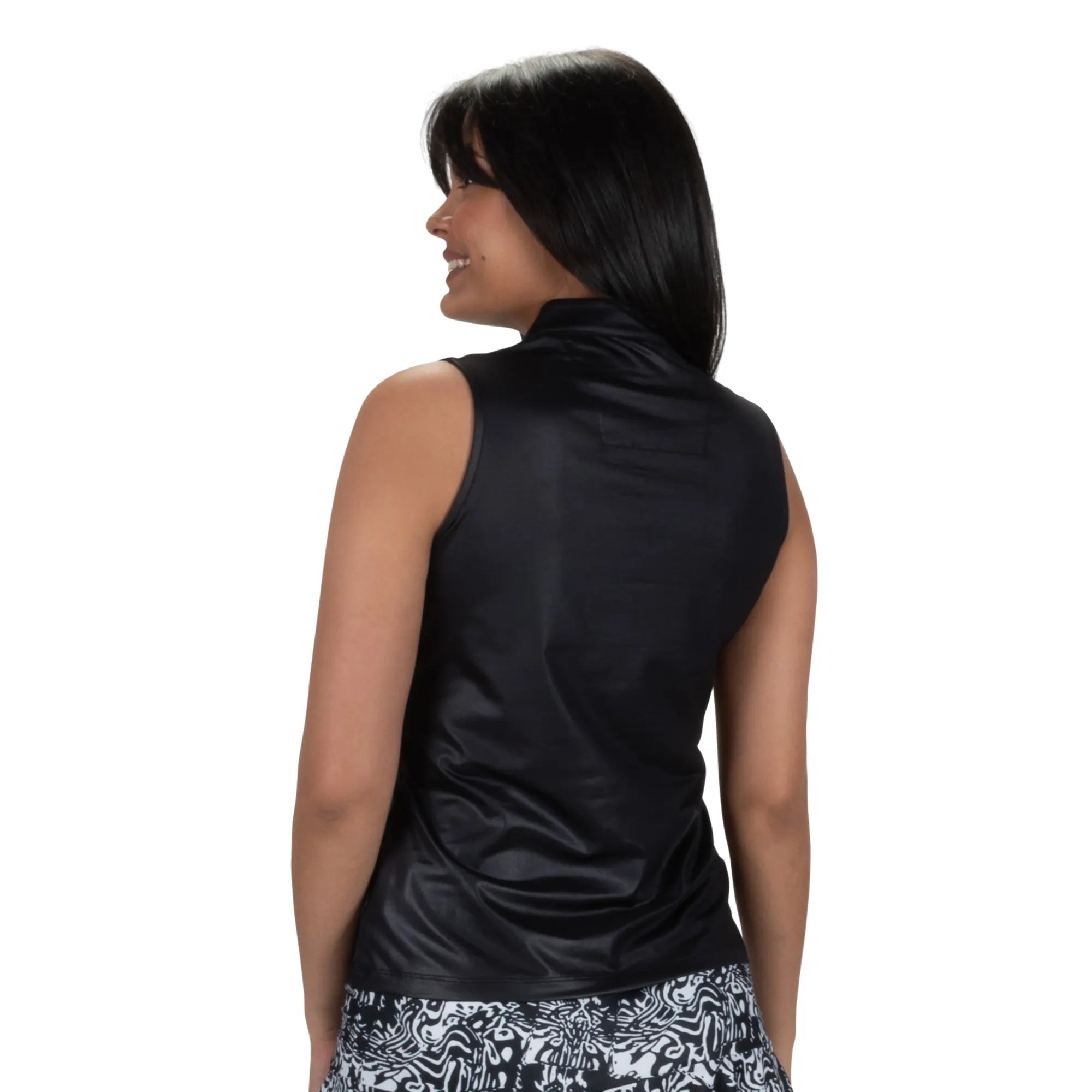 Nancy Lopez  Shine Sleeveless Polo Black Multi