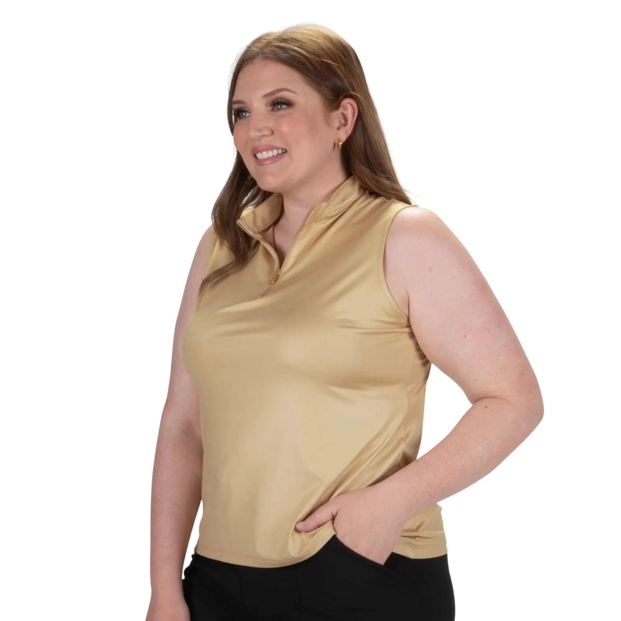Nancy Lopez  Shine Sleeveless Polo Gold Multi