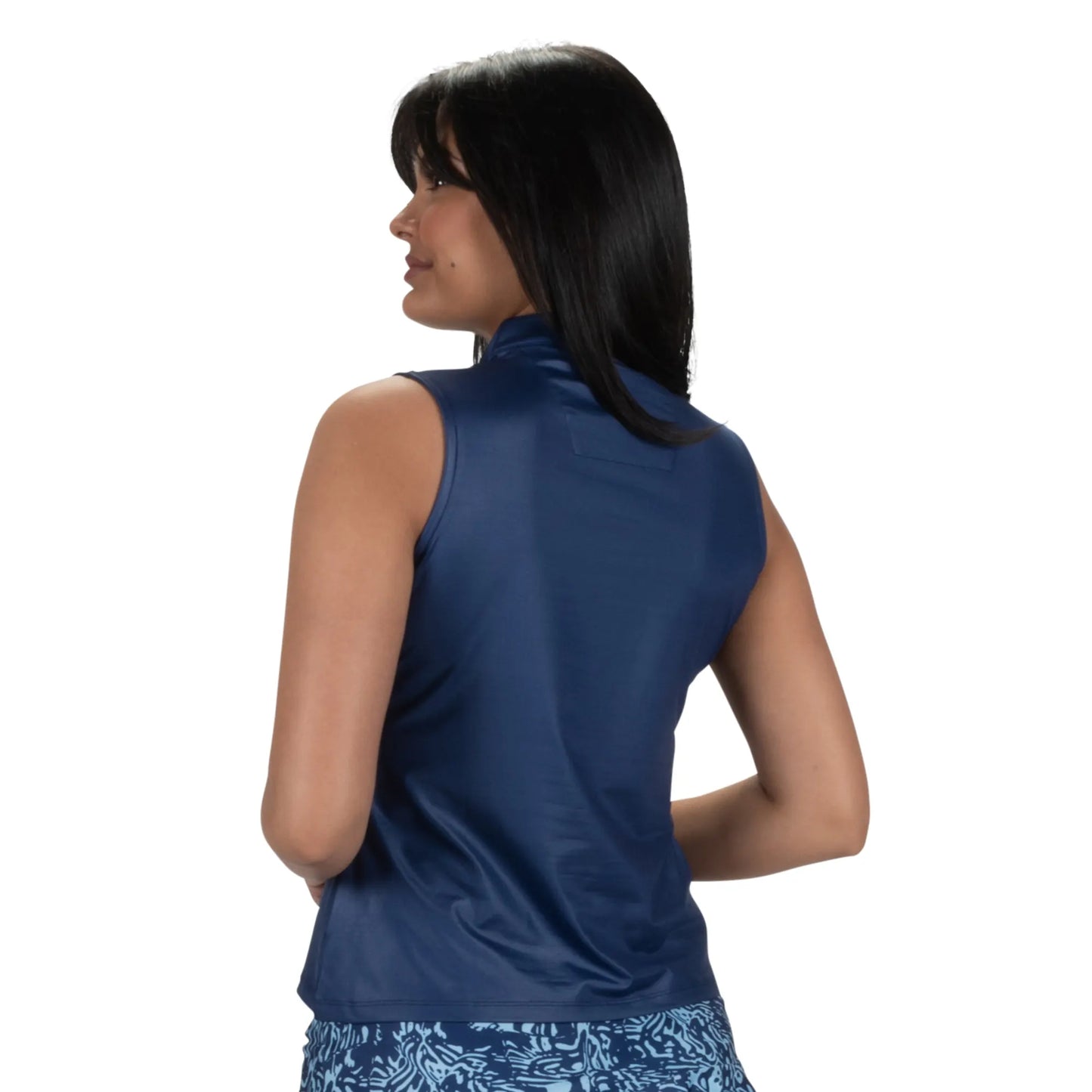 Nancy Lopez  Shine Sleeveless Polo Navy Multi