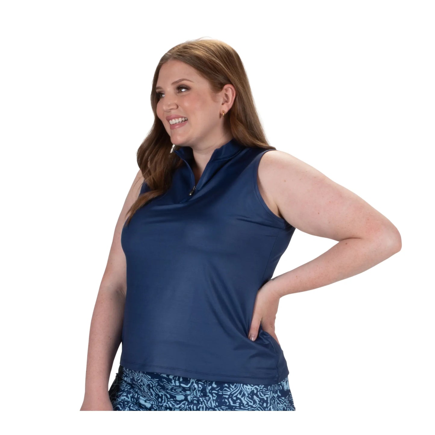 Nancy Lopez  Shine Sleeveless Polo Navy Multi