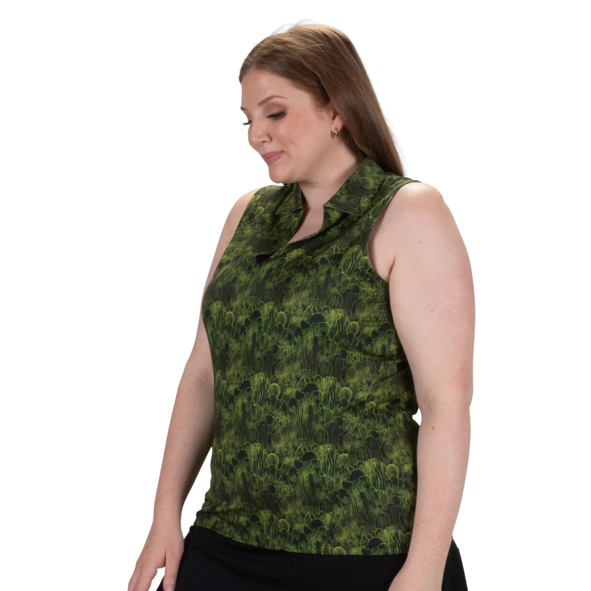 Nancy Lopez  Sonora Sleeveless Polo Plus Black Multi