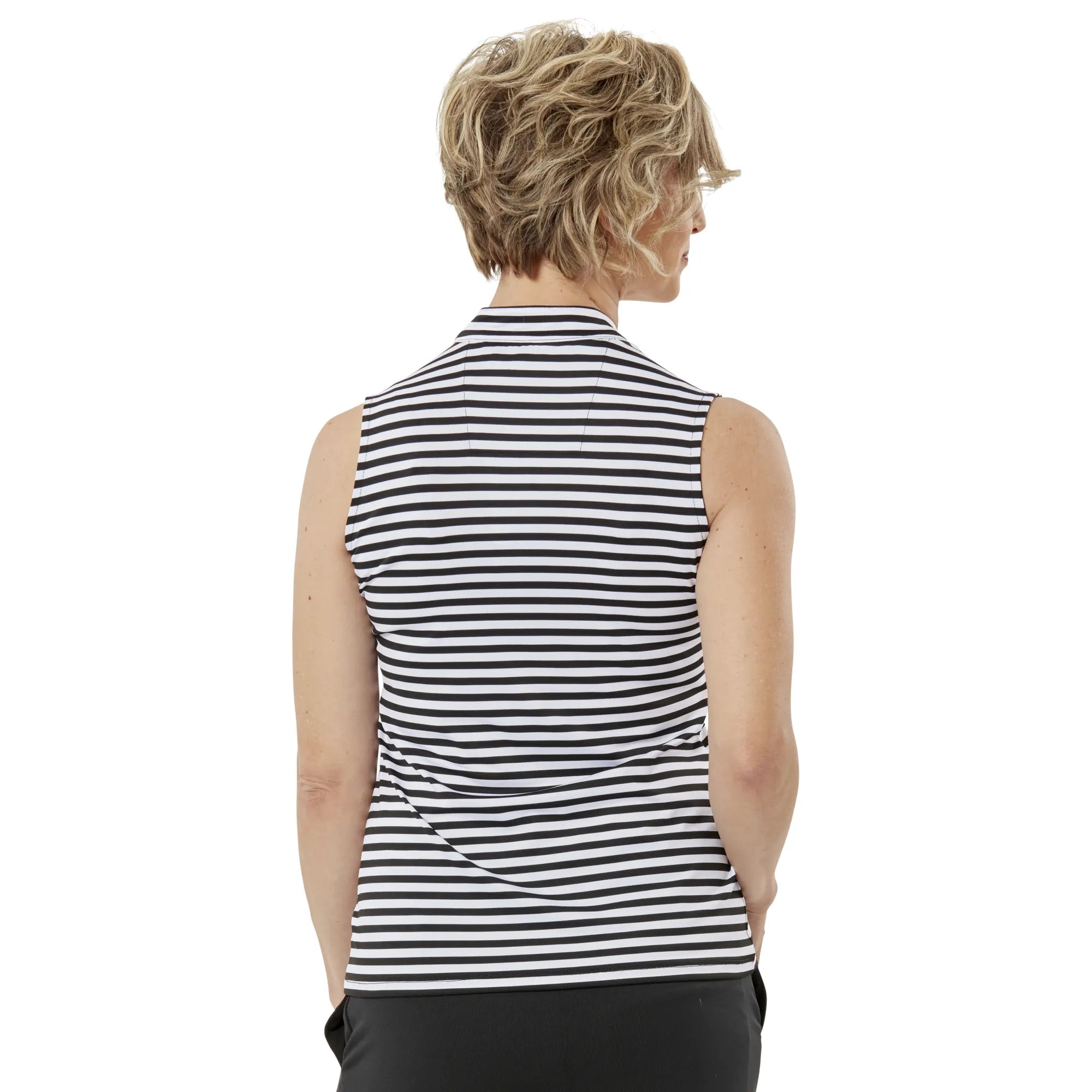 Nancy Lopez  Women'S Bold Sleeveless Polo Black Multi