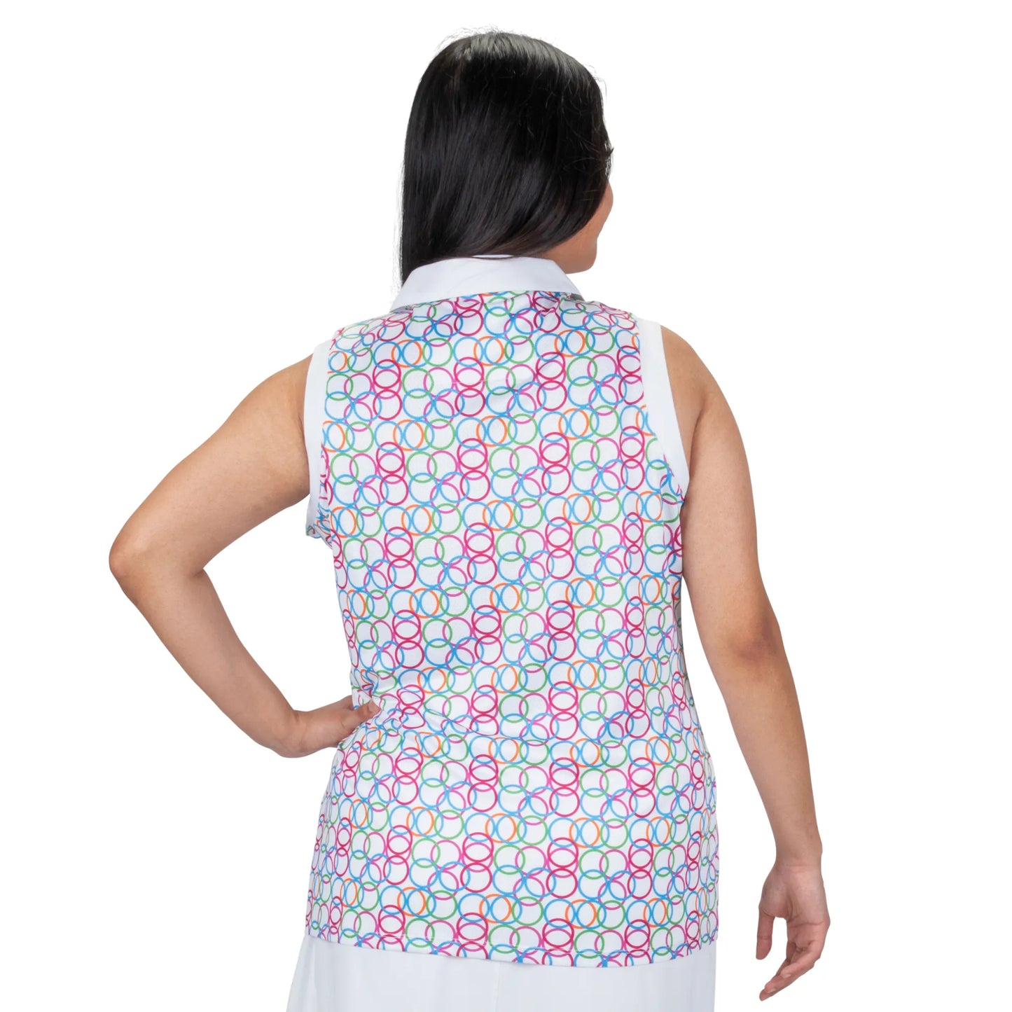 Nancy Lopez  Halo Sleeveless Polo Plus White Multi