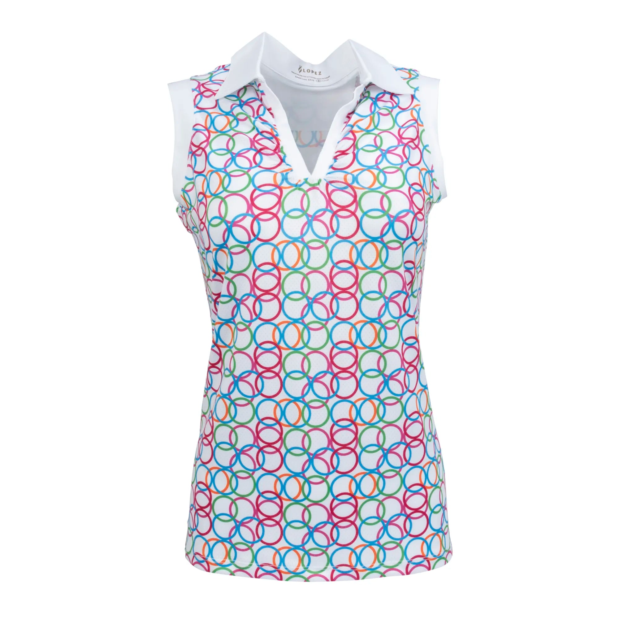 Nancy Lopez  Halo Sleeveless Polo White Multi