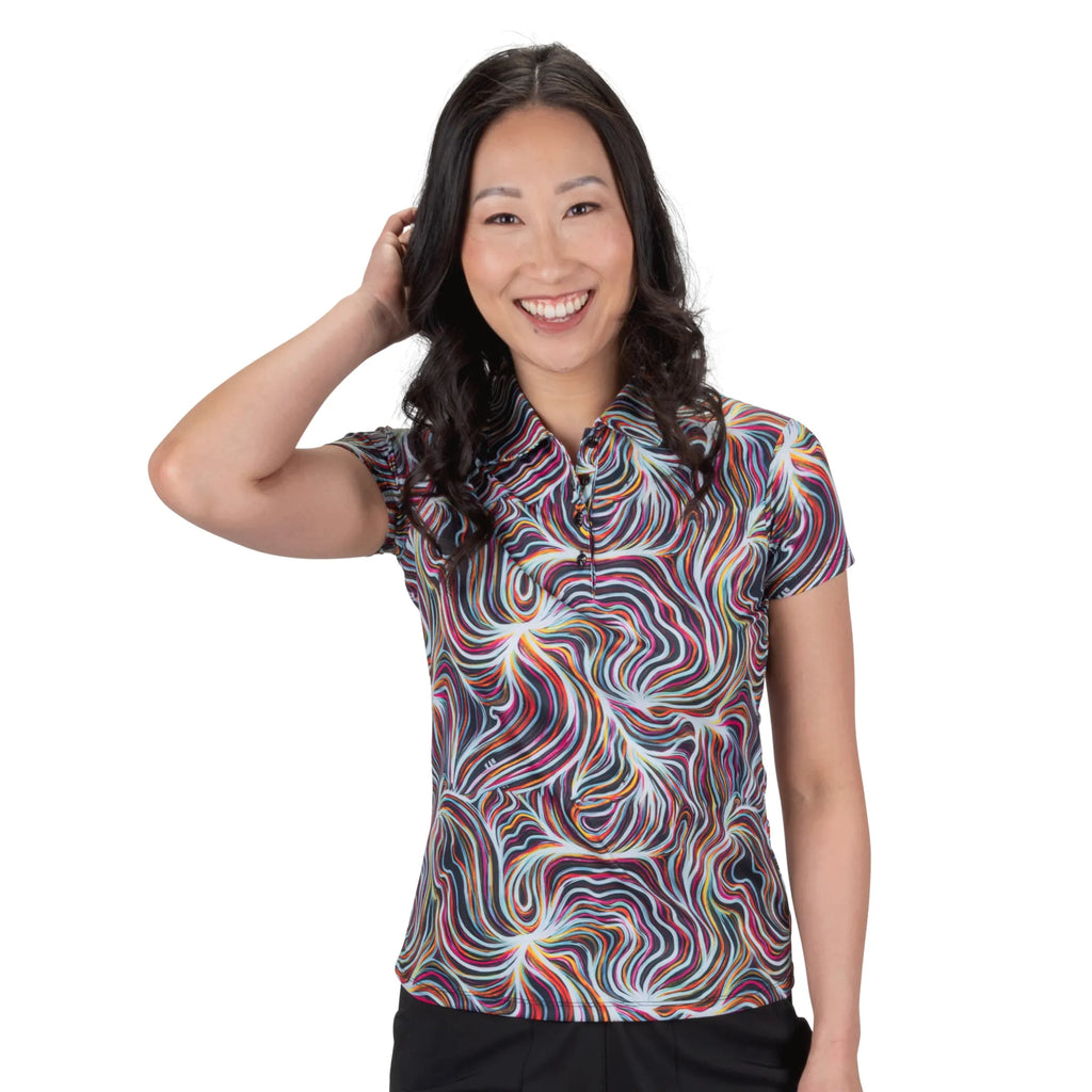 Nancy Lopez  Legacy Short Sleeve Polo Black Multi