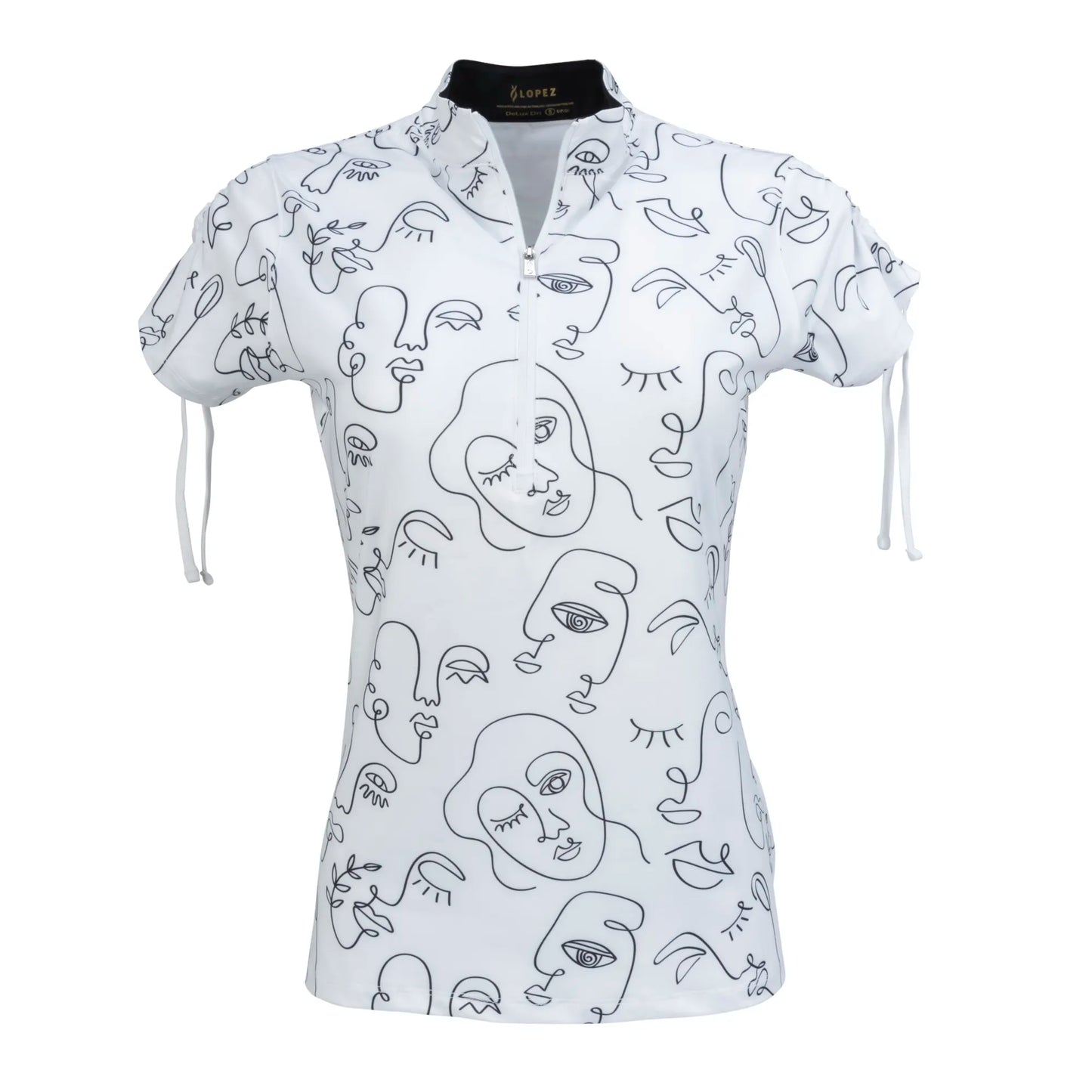 Nancy Lopez  Picasso Short Sleeve Polo Plus White Multi