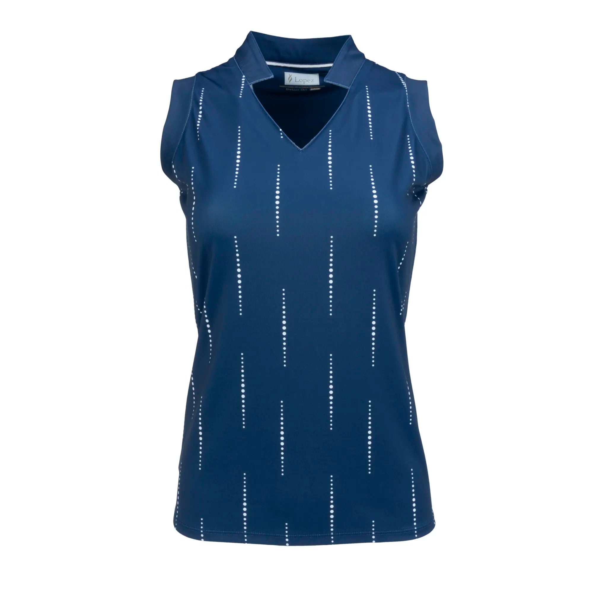 Nancy Lopez   Sonic Sleeveless Polo Plus Navy Multi
