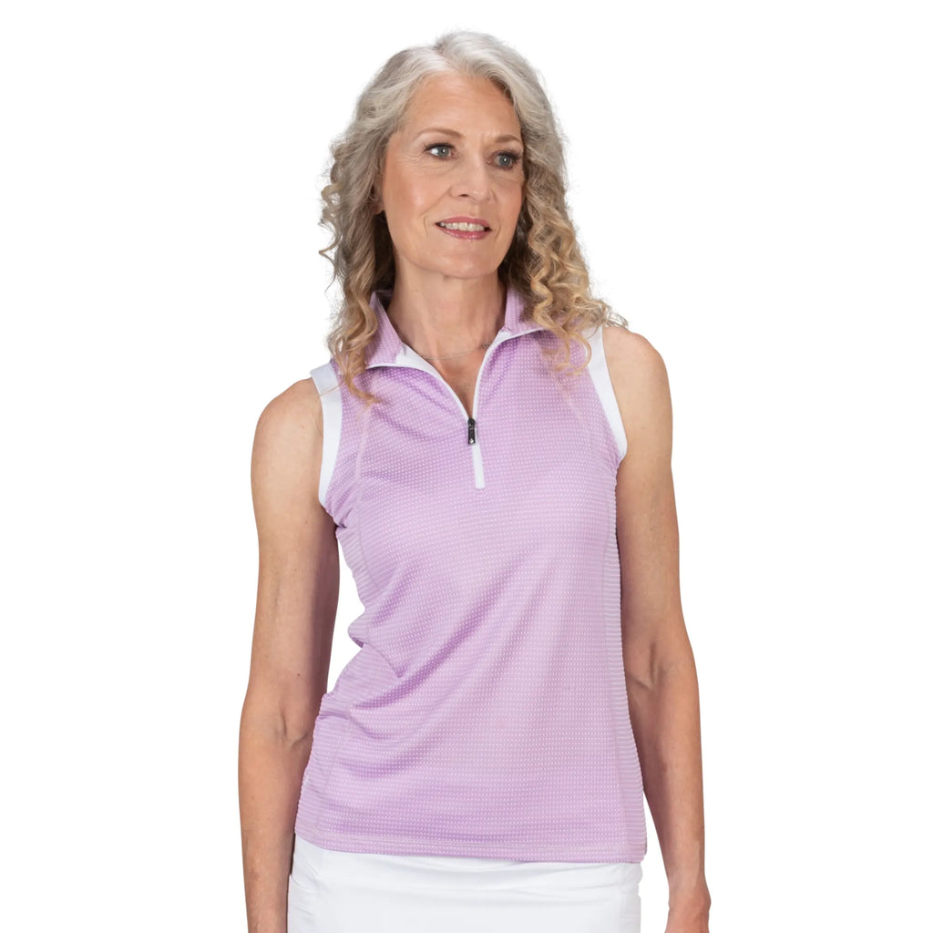 Nancy Lopez Zone Sleeveless Polo Lilac/White