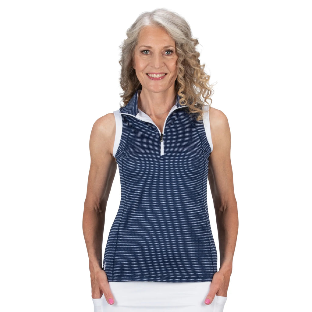 Nancy Lopez Zone Sleeveless Polo Navy/White