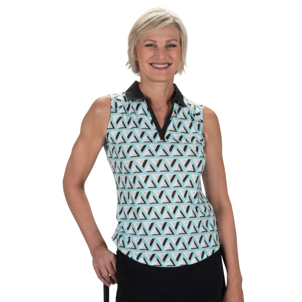 Nancy Lopez  Yuma Sleeveless Polo Aqua Multi