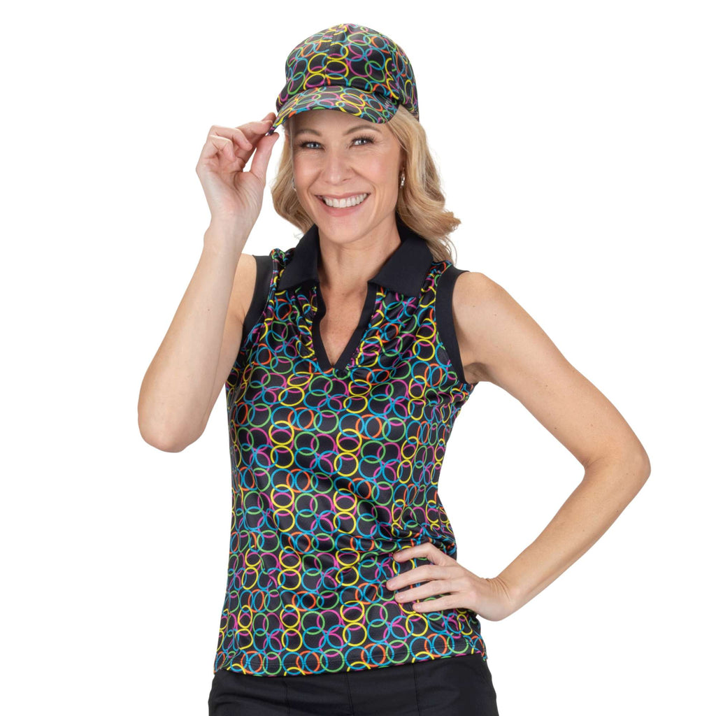 Nancy Lopez  Halo Sleeveless Polo Black Multi