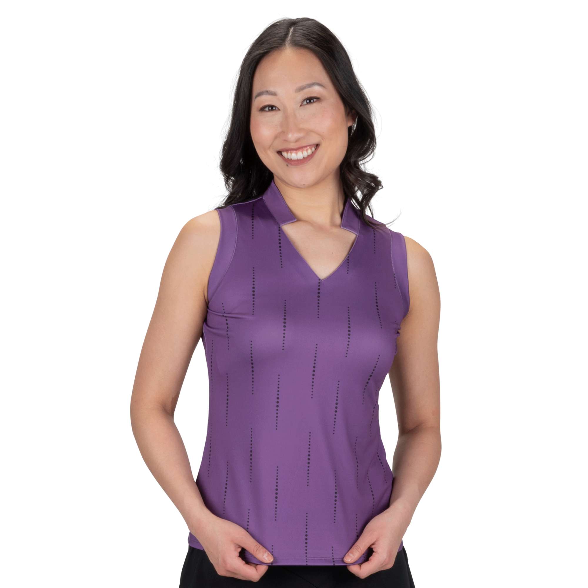 Nancy Lopez   Sonic Sleeveless Polo Plum Multi