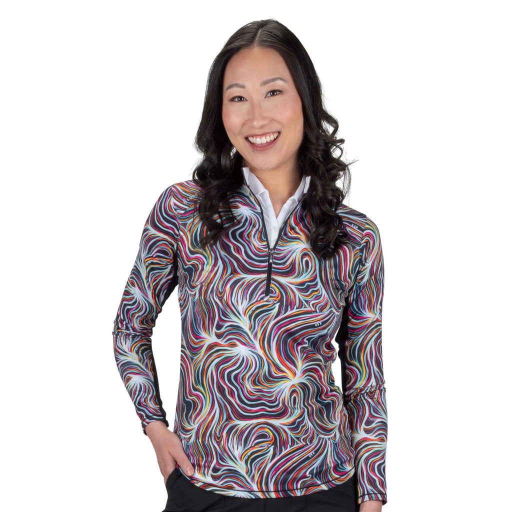 Nancy Lopez  Blast Qz Pullover Black Multi