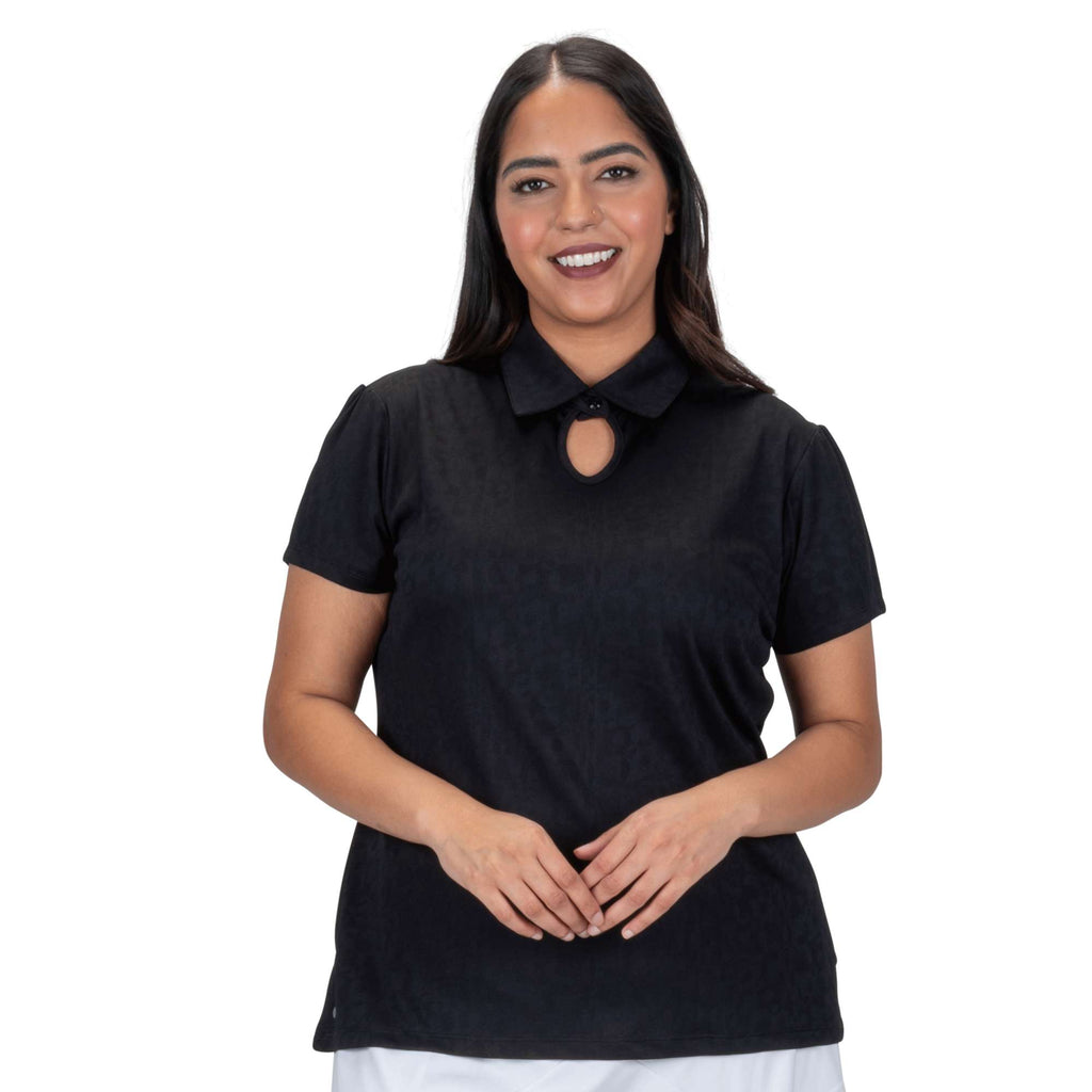 Nancy Lopez  Swagger Short Sleeve Polo Plus Black