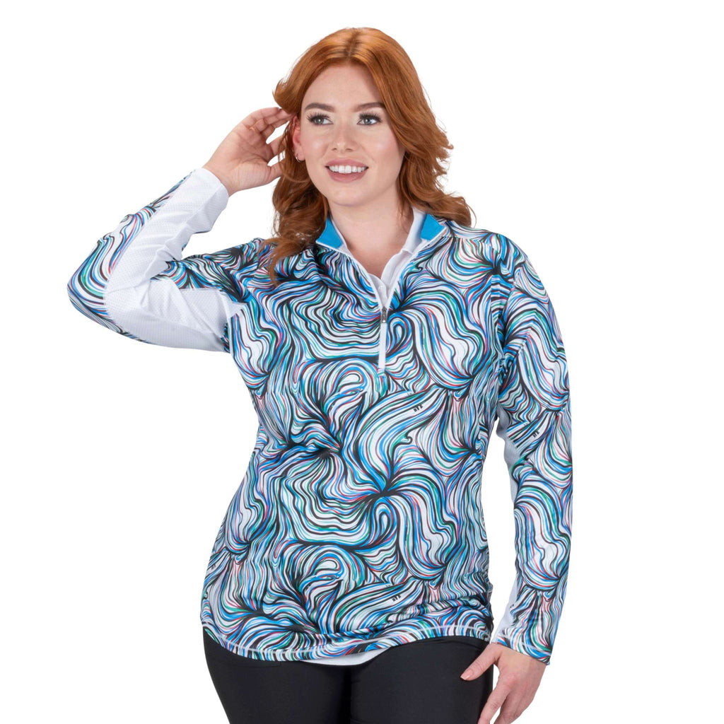 Nancy Lopez  Blast Qz Pullover Plus White Multi