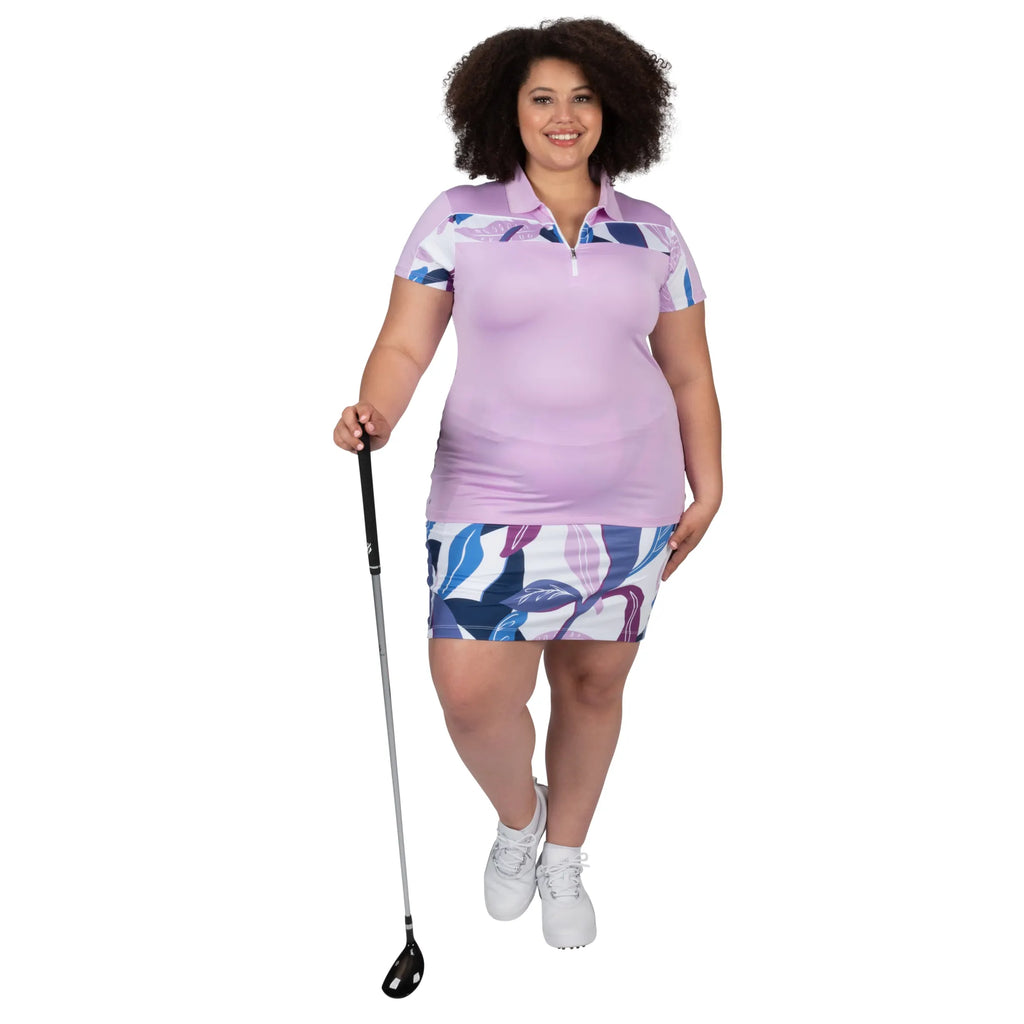 Nancy Lopez  Breeze Short Sleeve Polo Plus Lilac Multi
