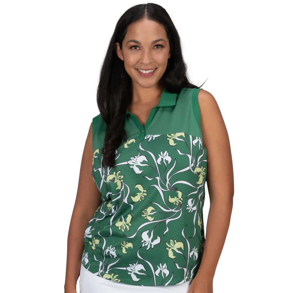 Nancy Lopez  Shilo Sleeveless Polo Plus Pine Multi