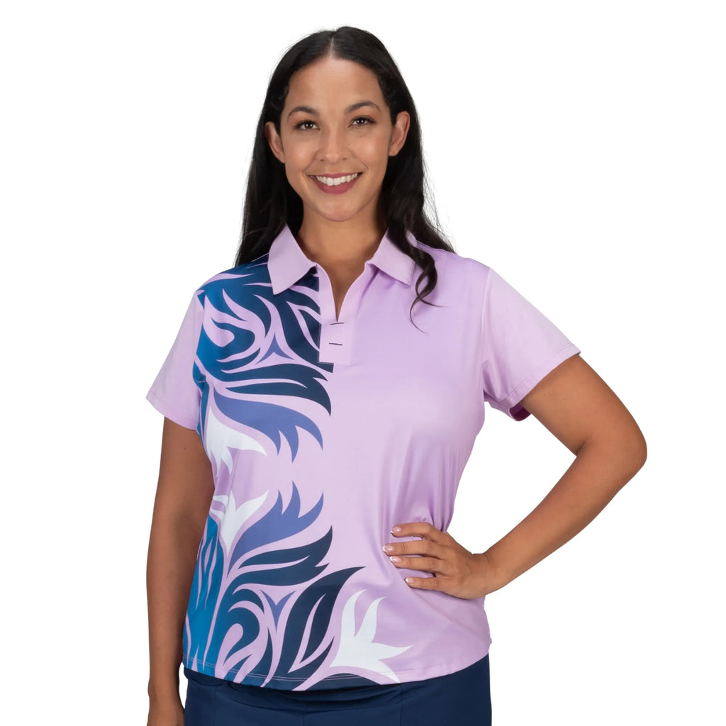 Nancy Lopez  Trinity Short Sleeve Polo Plus Lilac Multi
